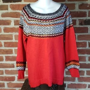 NWT Maurices Red Fair Isle Tunic Sweater M